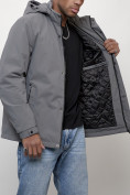 Оптом Куртка молодежная мужская весенняя с капюшоном серого цвета 7307Sr, фото 15