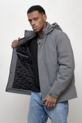 Оптом Куртка молодежная мужская весенняя с капюшоном серого цвета 7307Sr, фото 16