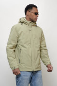 Оптом Куртка молодежная мужская весенняя с капюшоном светло-зеленого цвета 7307ZS, фото 11