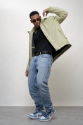 Оптом Куртка молодежная мужская весенняя с капюшоном светло-зеленого цвета 7307ZS в Оренбурге, фото 2