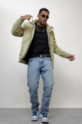 Оптом Куртка молодежная мужская весенняя с капюшоном светло-зеленого цвета 7307ZS в Ростове-на-Дону, фото 3
