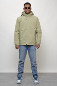 Оптом Куртка молодежная мужская весенняя с капюшоном светло-зеленого цвета 7307ZS, фото 5