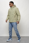 Оптом Куртка молодежная мужская весенняя с капюшоном светло-зеленого цвета 7307ZS в Кемерово, фото 6