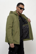 Оптом Куртка молодежная мужская весенняя с капюшоном зеленого цвета 7307Z, фото 9