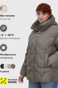 Оптом Куртка зимняя женская из овчина стильная и модная коричневого цвета 7309K