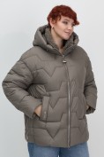 Оптом Куртка зимняя женская из овчина стильная и модная коричневого цвета 7309K, фото 2