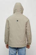 Оптом Куртка молодежная мужская весенняя с капюшоном бежевого цвета 7311B в Тюмени, фото 10