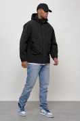 Оптом Куртка молодежная мужская весенняя с капюшоном черного цвета 7311Ch в Новокузнецке, фото 10
