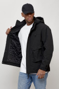 Оптом Куртка молодежная мужская весенняя с капюшоном черного цвета 7311Ch в Барнауле, фото 13