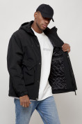 Оптом Куртка молодежная мужская весенняя с капюшоном черного цвета 7311Ch в Перми, фото 14
