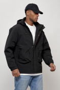 Оптом Куртка молодежная мужская весенняя с капюшоном черного цвета 7311Ch в Самаре, фото 3