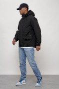 Оптом Куртка молодежная мужская весенняя с капюшоном черного цвета 7311Ch в Оренбурге, фото 9