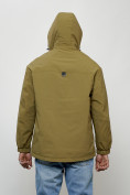Оптом Куртка молодежная мужская весенняя с капюшоном горчичного цвета 7311G в Тюмени, фото 4