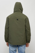 Оптом Куртка молодежная мужская весенняя с капюшоном цвета хаки 7311Kh, фото 11