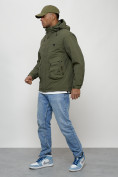 Оптом Куртка молодежная мужская весенняя с капюшоном цвета хаки 7311Kh в Перми, фото 2