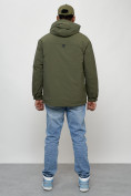 Оптом Куртка молодежная мужская весенняя с капюшоном цвета хаки 7311Kh в Перми, фото 4