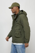 Оптом Куртка молодежная мужская весенняя с капюшоном цвета хаки 7311Kh, фото 6