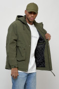 Оптом Куртка молодежная мужская весенняя с капюшоном цвета хаки 7311Kh, фото 9