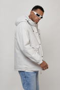 Оптом Куртка молодежная мужская весенняя с капюшоном светло-серого цвета 7311SS в Казани, фото 13