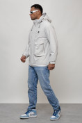 Оптом Куртка молодежная мужская весенняя с капюшоном светло-серого цвета 7311SS, фото 6