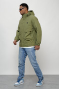 Оптом Куртка молодежная мужская весенняя с капюшоном зеленого цвета 7311Z в Тюмени, фото 2