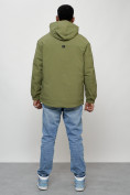 Оптом Куртка молодежная мужская весенняя с капюшоном зеленого цвета 7311Z в Новокузнецке, фото 4