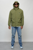 Оптом Куртка молодежная мужская весенняя с капюшоном зеленого цвета 7311Z в Алма-Ате, фото 5