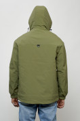 Оптом Куртка молодежная мужская весенняя с капюшоном зеленого цвета 7311Z в Хабаровске, фото 6