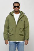 Оптом Куртка молодежная мужская весенняя с капюшоном зеленого цвета 7311Z, фото 7