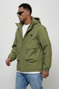 Оптом Куртка молодежная мужская весенняя с капюшоном зеленого цвета 7311Z в Оренбурге, фото 8
