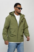 Оптом Куртка молодежная мужская весенняя с капюшоном зеленого цвета 7311Z, фото 9