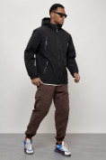 Оптом Куртка молодежная мужская весенняя с капюшоном черного цвета 7312Ch в Саратове, фото 16