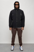 Оптом Куртка молодежная мужская весенняя с капюшоном черного цвета 7312Ch в Астане, фото 12