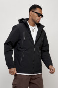 Оптом Куртка молодежная мужская весенняя с капюшоном черного цвета 7312Ch, фото 3