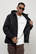 Оптом Куртка молодежная мужская весенняя с капюшоном черного цвета 7312Ch в Оренбурге, фото 5