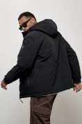 Оптом Куртка молодежная мужская весенняя с капюшоном черного цвета 7312Ch во Владивостоке, фото 7