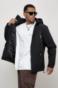 Оптом Куртка молодежная мужская весенняя с капюшоном черного цвета 7312Ch, фото 8