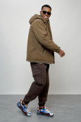 Оптом Куртка молодежная мужская весенняя с капюшоном коричневого цвета 7312K в Новокузнецке, фото 13