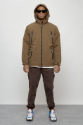 Оптом Куртка молодежная мужская весенняя с капюшоном коричневого цвета 7312K в Саратове, фото 15