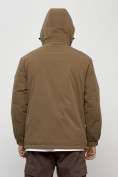 Оптом Куртка молодежная мужская весенняя с капюшоном коричневого цвета 7312K, фото 16