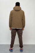 Оптом Куртка молодежная мужская весенняя с капюшоном коричневого цвета 7312K, фото 4