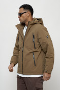 Оптом Куртка молодежная мужская весенняя с капюшоном коричневого цвета 7312K, фото 6