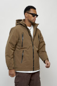 Оптом Куртка молодежная мужская весенняя с капюшоном коричневого цвета 7312K, фото 7