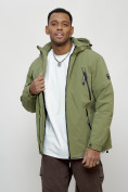 Оптом Куртка молодежная мужская весенняя с капюшоном зеленого цвета 7312Z, фото 11