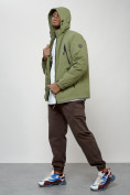 Оптом Куртка молодежная мужская весенняя с капюшоном зеленого цвета 7312Z, фото 15
