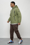Оптом Куртка молодежная мужская весенняя с капюшоном зеленого цвета 7312Z в Волгоградке, фото 2