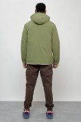 Оптом Куртка молодежная мужская весенняя с капюшоном зеленого цвета 7312Z в Уфе, фото 4