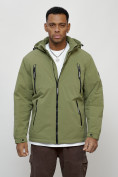 Оптом Куртка молодежная мужская весенняя с капюшоном зеленого цвета 7312Z в Оренбурге, фото 6