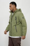 Оптом Куртка молодежная мужская весенняя с капюшоном зеленого цвета 7312Z в Оренбурге, фото 7