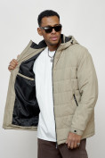 Оптом Куртка молодежная мужская весенняя с капюшоном бежевого цвета 7317B, фото 14
